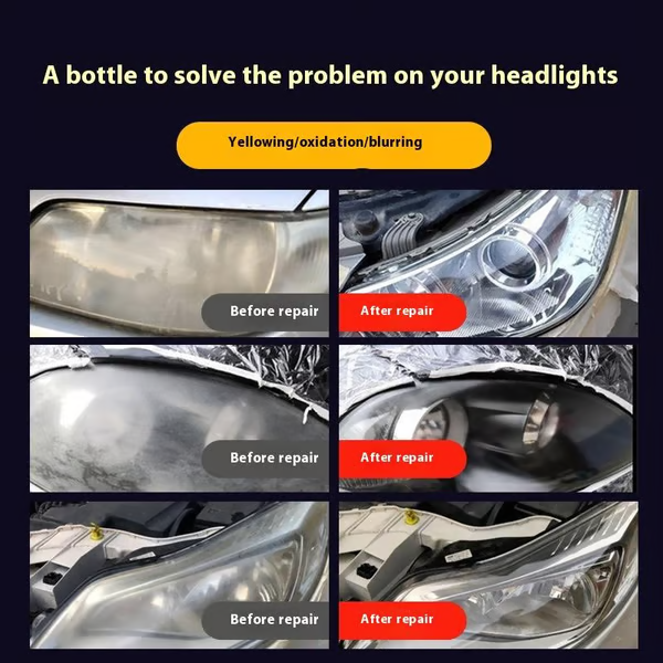 🚘Automotive Headlamp Restoration Fluid Kit -✨ Removes Haze & Yellowing in Minutes🔥