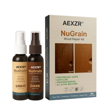 🪵 AEXZR® NuGrain Wood Repair Kit — Scratches Gone in 60 Seconds, Nano-Wood Fiber Fill, Zero-VOC Safe Formula