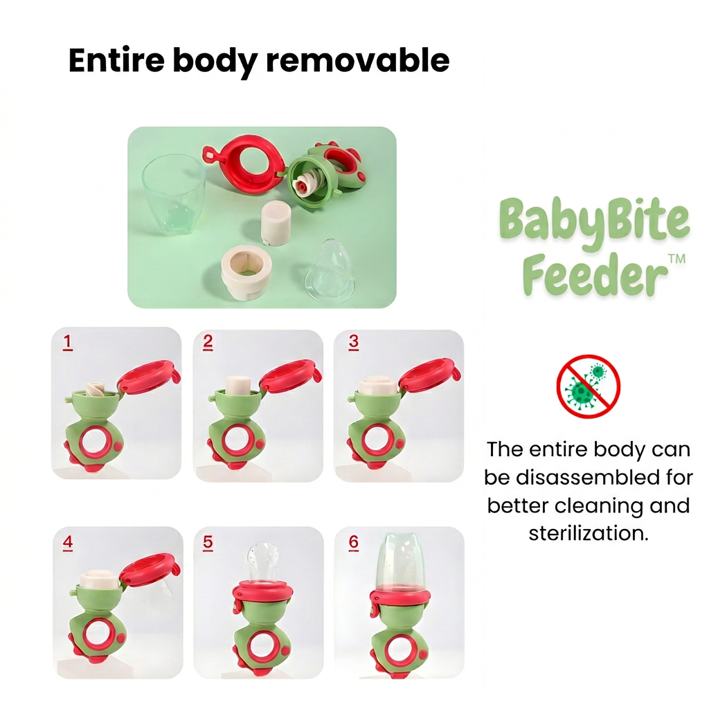 🍼 BabyBite Feeder —Safe, Mess-Free First Solids, Encourages Self-Feeding, Choke-Proof Design
