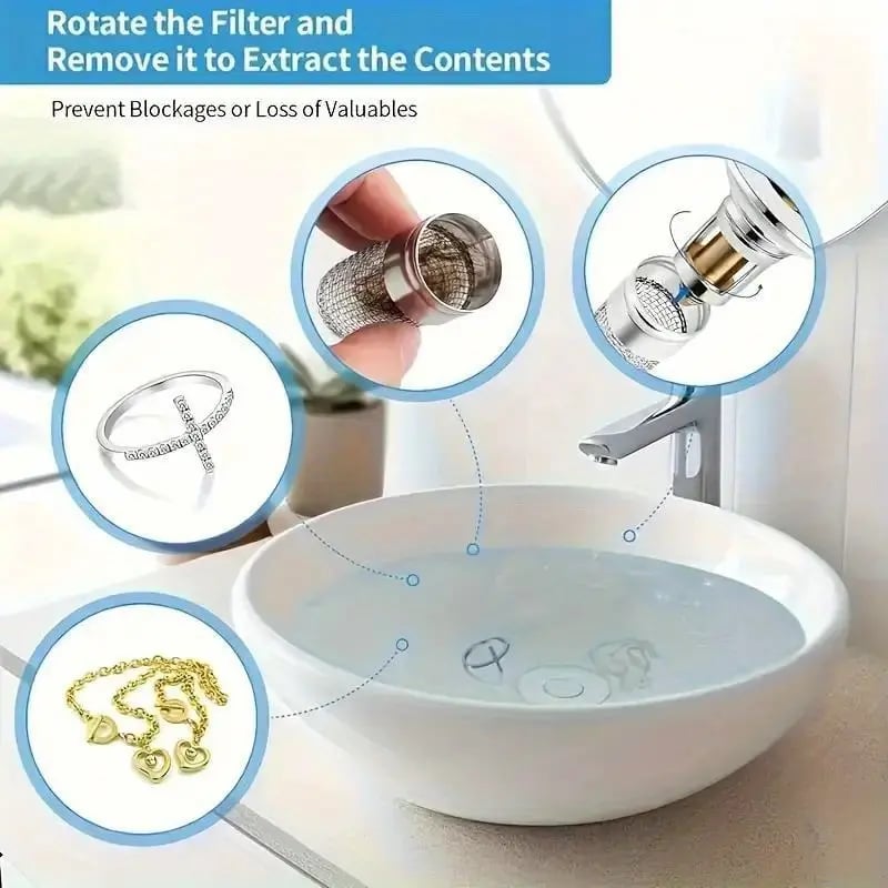 🔥3-in-1 Sink Stopper —⏱️Blocks Odors & Bugs, Catches Hair, Fits 90% of Drains🔧