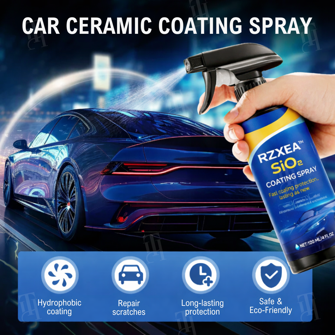 🌊 Mirror Shine in 30 Seconds! — RZXEA™ SiO₂ Ceramic Car Coating Spray - Ultimate Hydrophobic Protection & UV Shield ✨