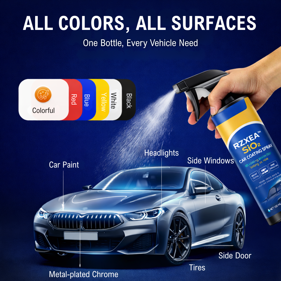 🌊 Mirror Shine in 30 Seconds! — RZXEA™ SiO₂ Ceramic Car Coating Spray - Ultimate Hydrophobic Protection & UV Shield ✨