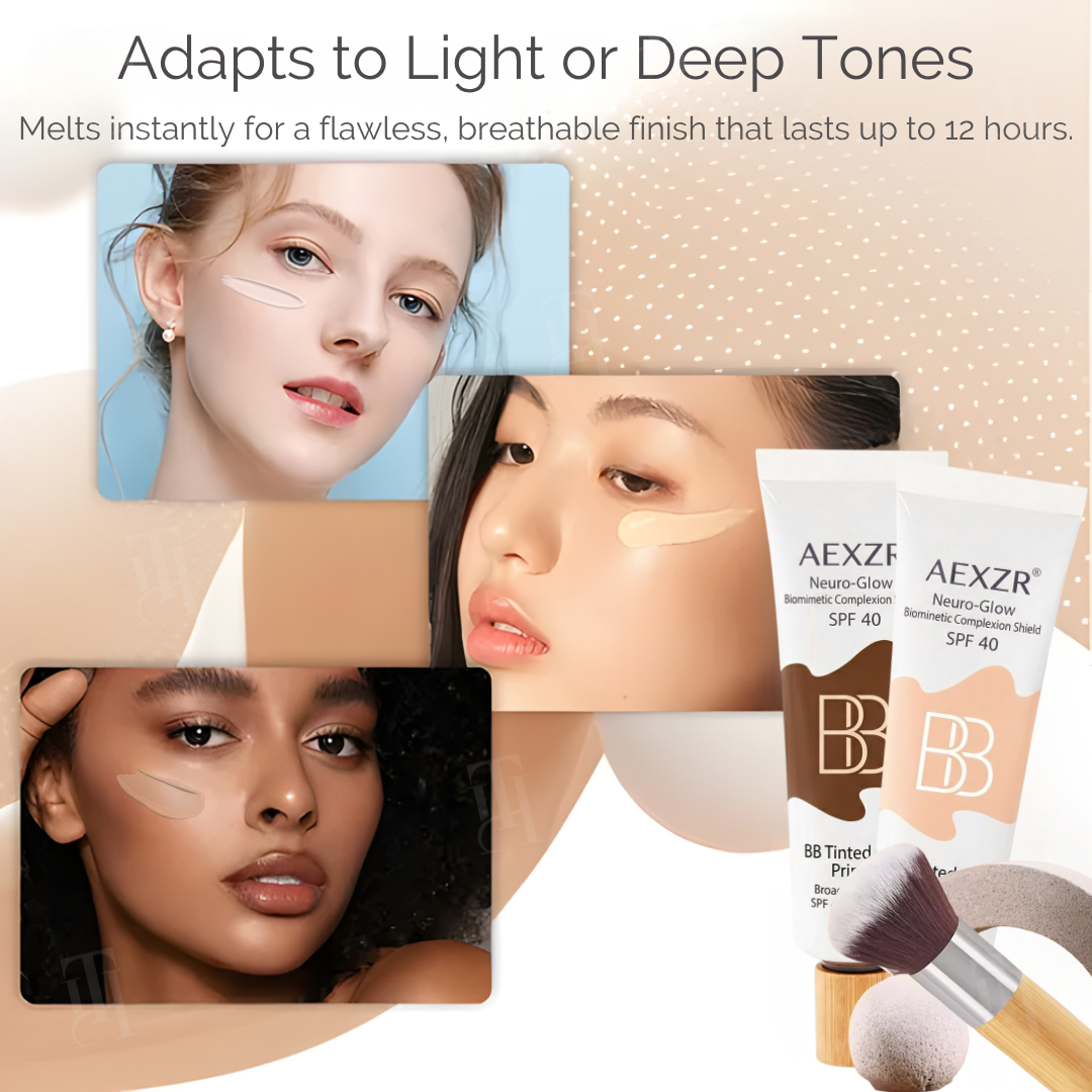 ✨ AEXZR® Neuro-Glow Biomimetic Complexion Shield SPF 40 - Smart Shade-Matching in 5 Seconds, 12H Wear, Silicone-Free