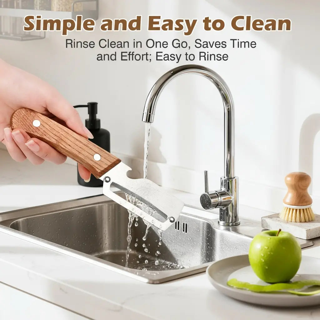 🔪 Pro-Grade Vegetable Peeler — ✨Wooden Handle, Built-In Bottle Opener, Heavy-Duty Fruit & Veggie Tool for Every Kitchen! 🪵