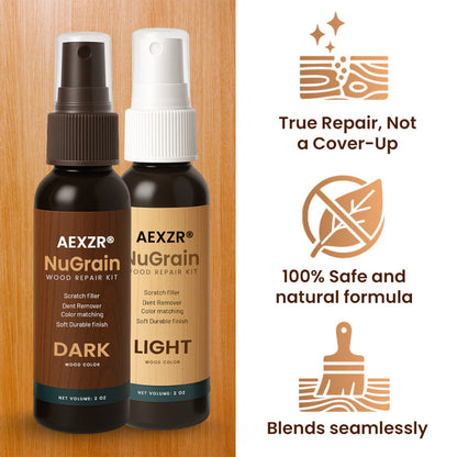 🪵 AEXZR® NuGrain Wood Repair Kit — Scratches Gone in 60 Seconds, Nano-Wood Fiber Fill, Zero-VOC Safe Formula