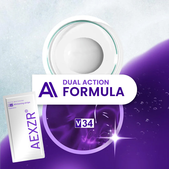 🦷 AEXZR® V34 Whitening Strips —Visible Results in 30 Minutes, No-Slip Design, Enamel-Safe & Sensitivity-Free