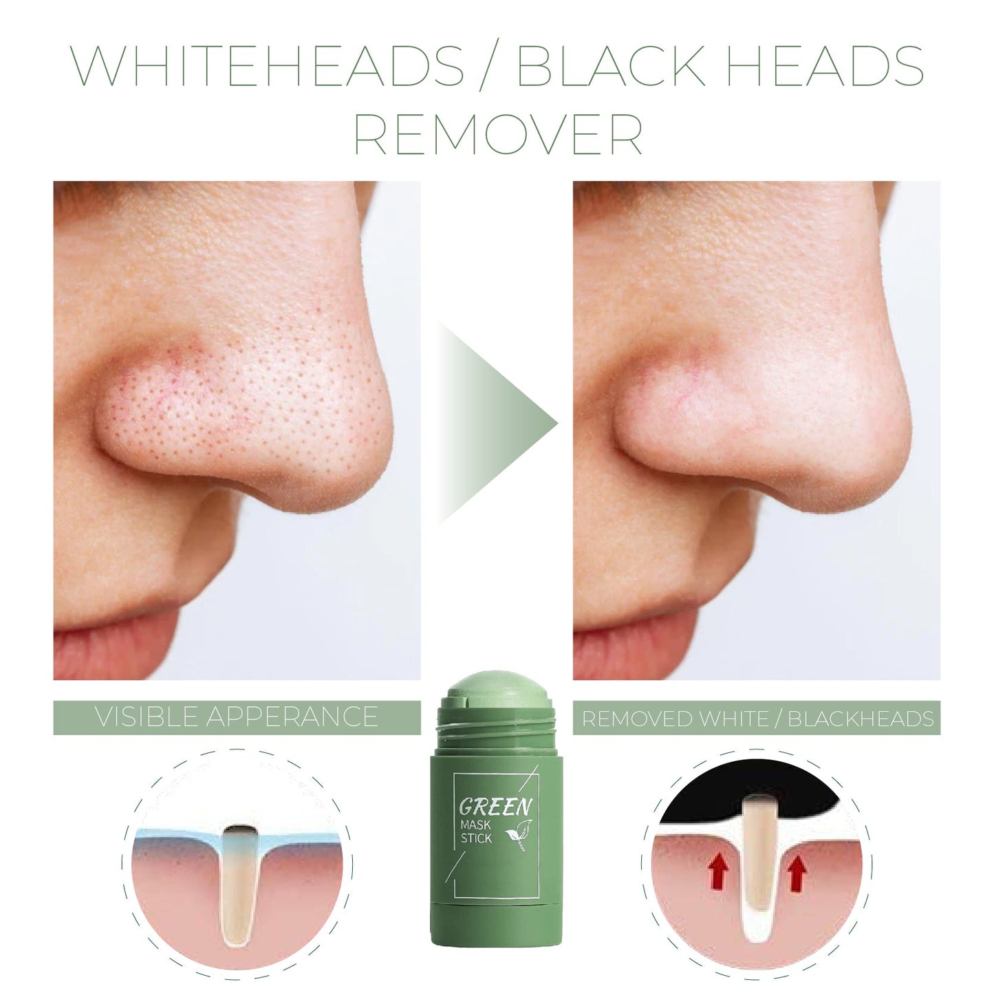 🍵 DeepPurifying Green Tea Clay StickMask - Draws Out Blackheads, Unclogs Pores in 15