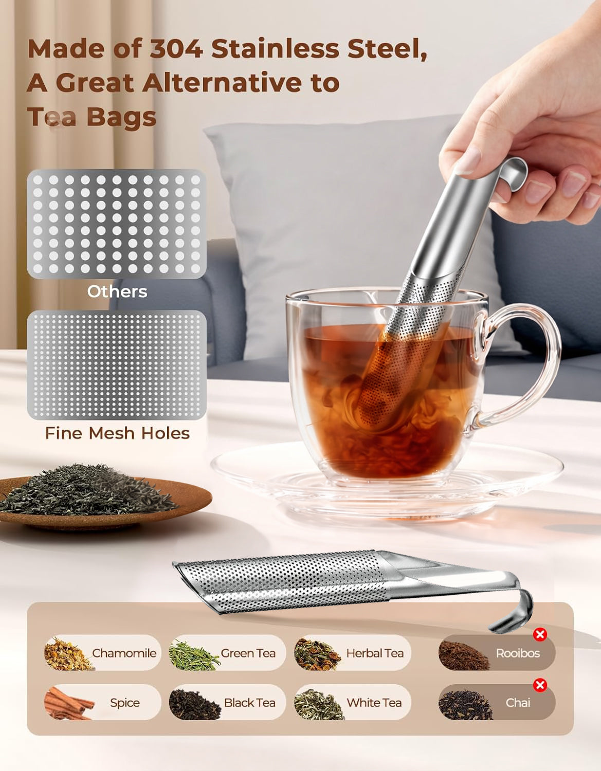 🍵 2-in-1 Tea Scoop Infuser — ✨Ultra-Fine Mesh Strainer, Effortless Loose Leaf Steeping Tool for a Perfect Brew! 🌿
