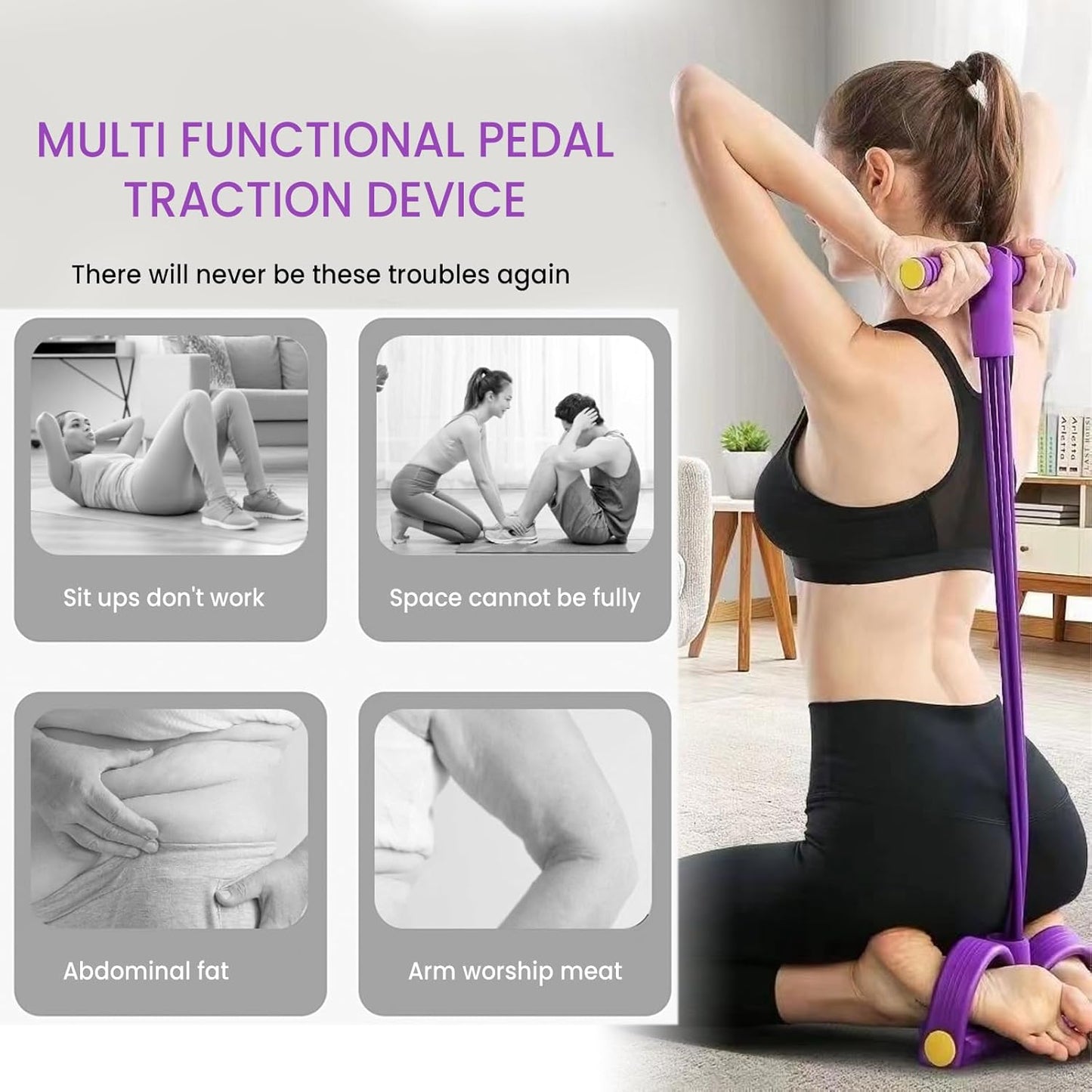 💪8-Tube Pedal Resistance Device— Full-Body Home Gym with Adjustable Strength & Detachable