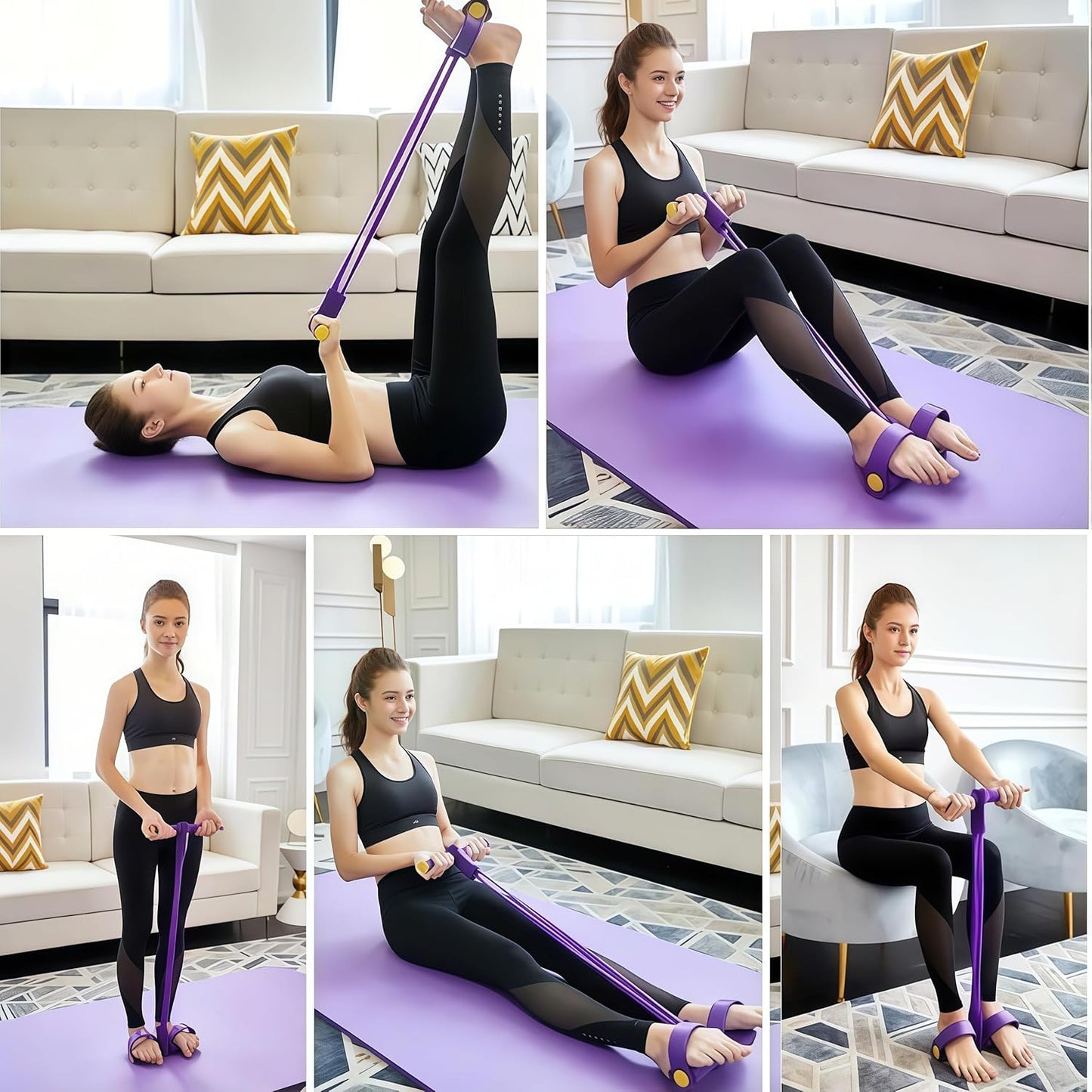 💪8-Tube Pedal Resistance Device— Full-Body Home Gym with Adjustable Strength & Detachable