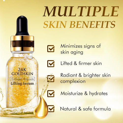 ✨ 24K Gold Collagen Ampoule Serum -Nano-Gold Penetration, Lifts & Firms, Rewinds Skin in 4 Weeks