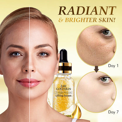 ✨ 24K Gold Collagen Ampoule Serum -Nano-Gold Penetration, Lifts & Firms, Rewinds Skin in 4 Weeks