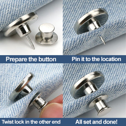 🏆✨Adjustable No-Sew Jeans Button - 🔘Clip On & Go, Fix Loose/Tight Jeans✨