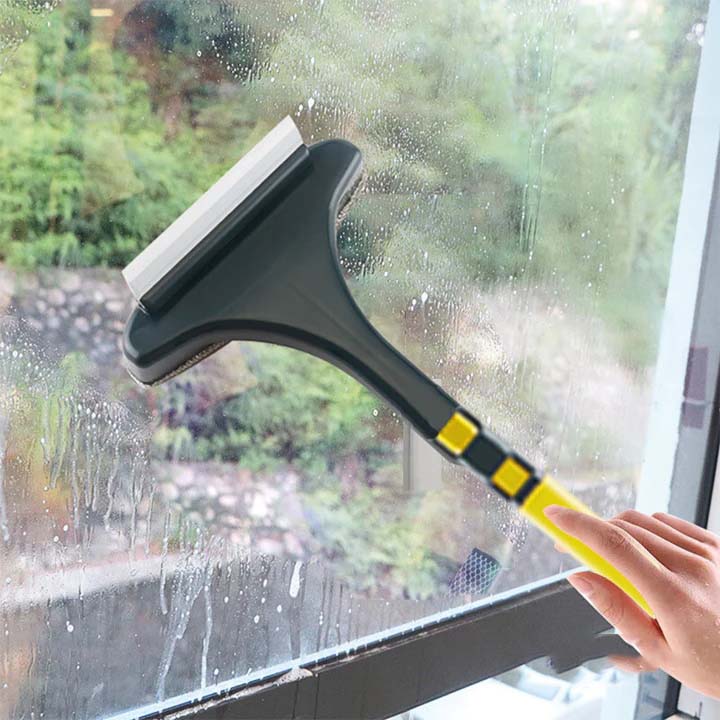 3-in-1 Professional Window Cleaning Tool —Dual-Head Scrubber & Squeegee with Built-in Sprayer