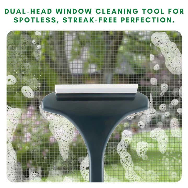 3-in-1 Professional Window Cleaning Tool —Dual-Head Scrubber & Squeegee with Built-in Sprayer