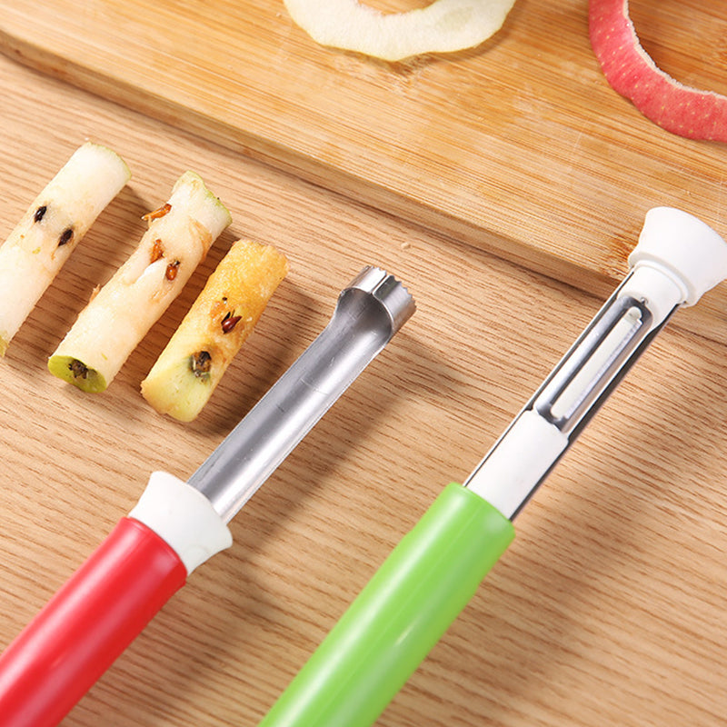 🍎 2-in-1 Fruit Corer & Peeler –⚡ Stainless Steel, Sharp Blade, Non-Slip Grip✨