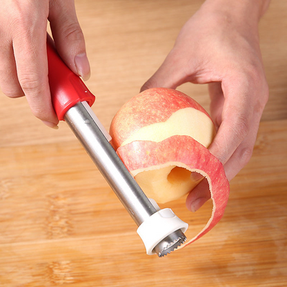 🍎 2-in-1 Fruit Corer & Peeler –⚡ Stainless Steel, Sharp Blade, Non-Slip Grip✨