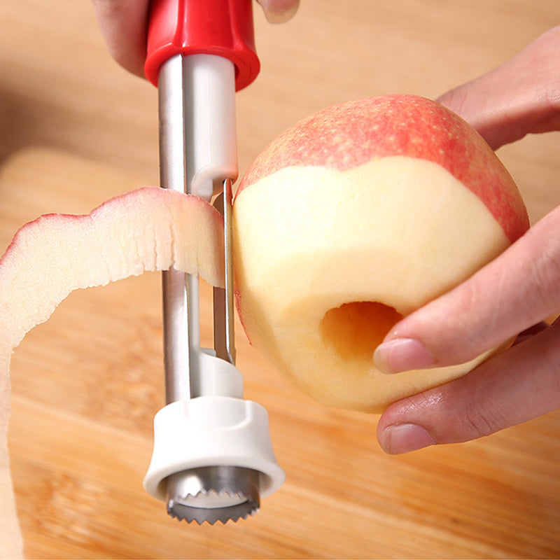 🍎 2-in-1 Fruit Corer & Peeler –⚡ Stainless Steel, Sharp Blade, Non-Slip Grip✨