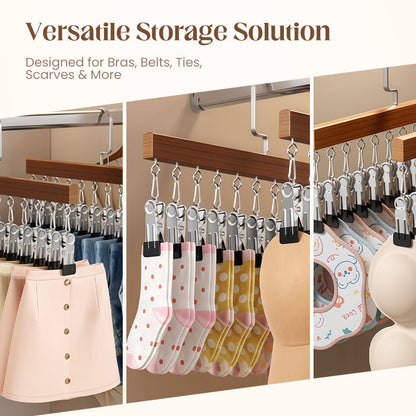🏆360° Swivel Multi-Hook Wardrobe Organizer — ✨Strong Hold & No-Drill Easy Install✅