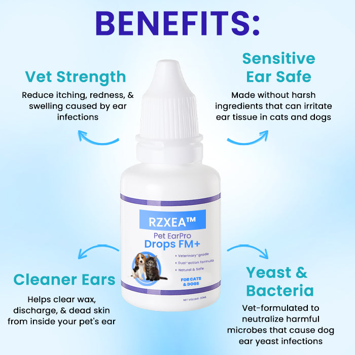 🏆RZXEA™ Pet EarPro Drops FM+ —Heal Fast & Stop the Itch | Advanced Pet Ear Infection Drops for Mites, Yeast & Bacteria - Vet Grade Formula